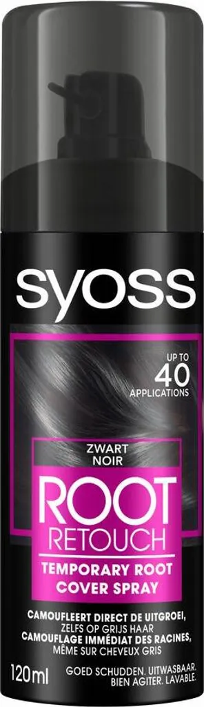 Spray Ritocco Radici SYOSS Nero - Copertura Professionale per Capelli Scuri