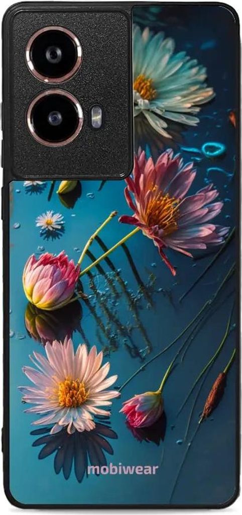 Handyhülle für Motorola Moto G85 5G, Mobiwear Glossy Case, Blau-Blumig