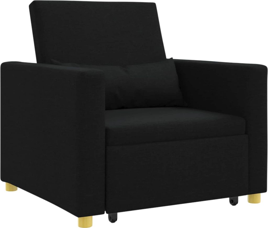 vidaXL Ausziehbare Schlafcouch Einzel Schwarz 90 x 165 x 87 cm Stoff