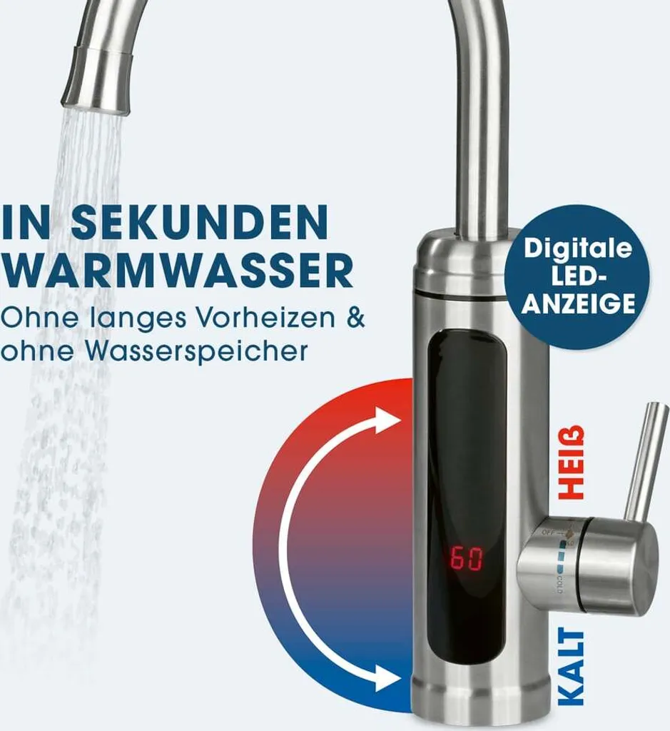 Fini l'Eau Froide avec ce Robinet Électrique Inox à Chauffage Rapide