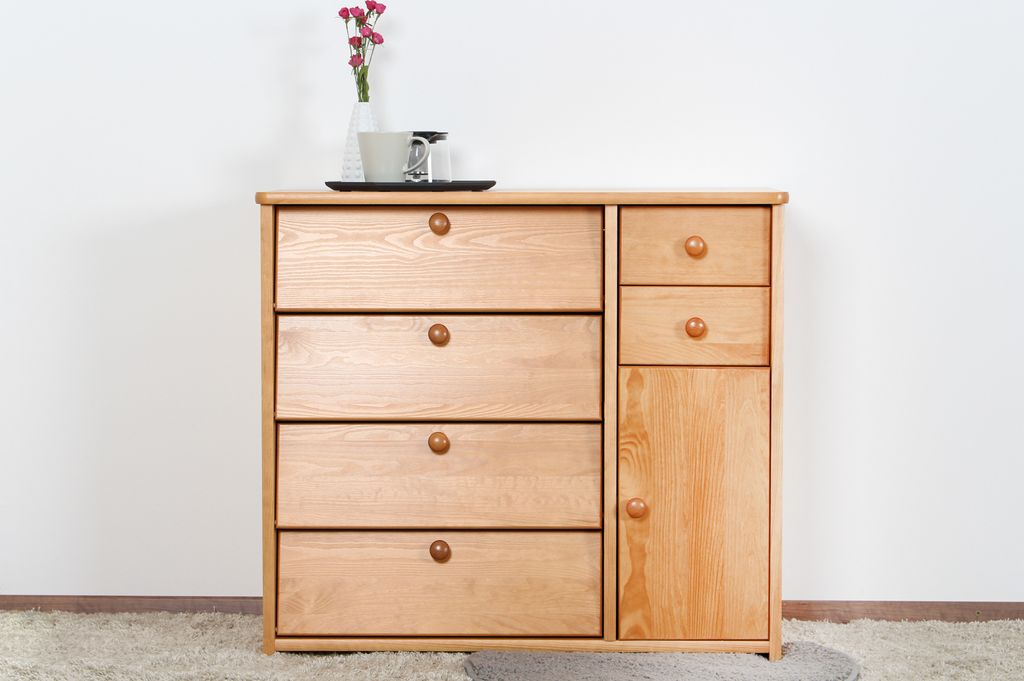 Schuhschrank Kiefer Vollholz massiv Erlefarben Junco 220 - Abmessungen: 80 x 90 x 40 cm (H x B x T)