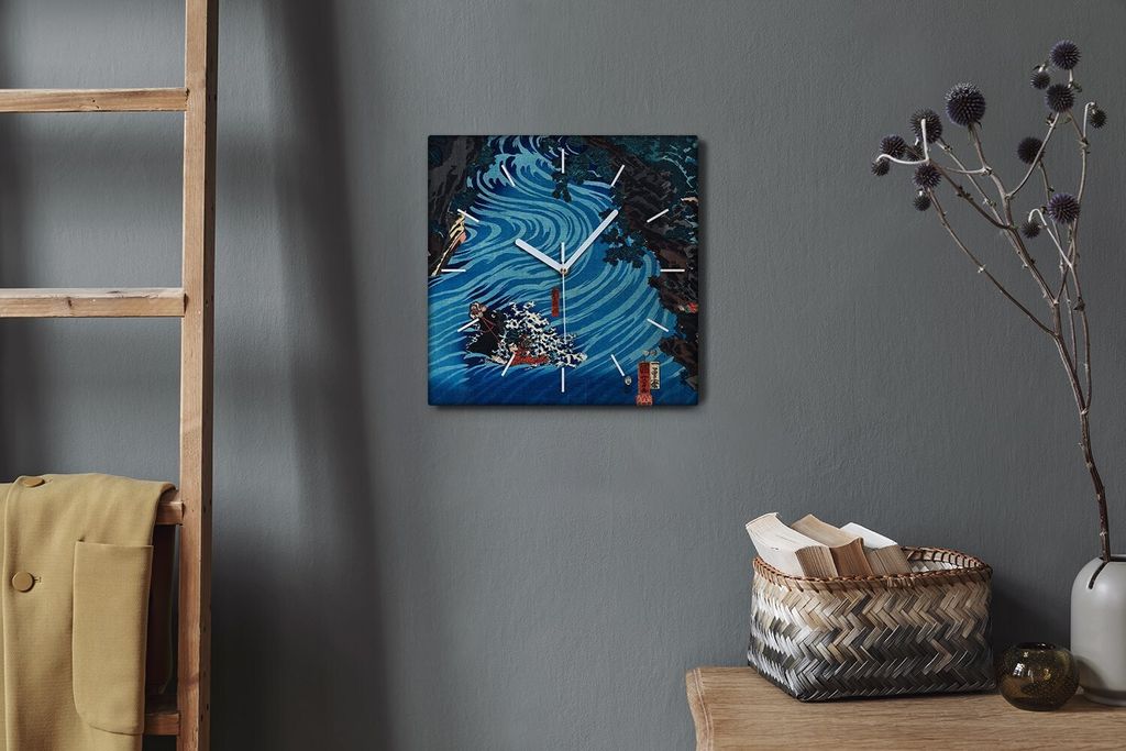 Coloray Hodiny Unikátní 30x30 cm Tiché hodiny Pro obývací pokoj a kuchyň Nástěnné hodiny Plátno Bílé ručičky hodin - Asia River