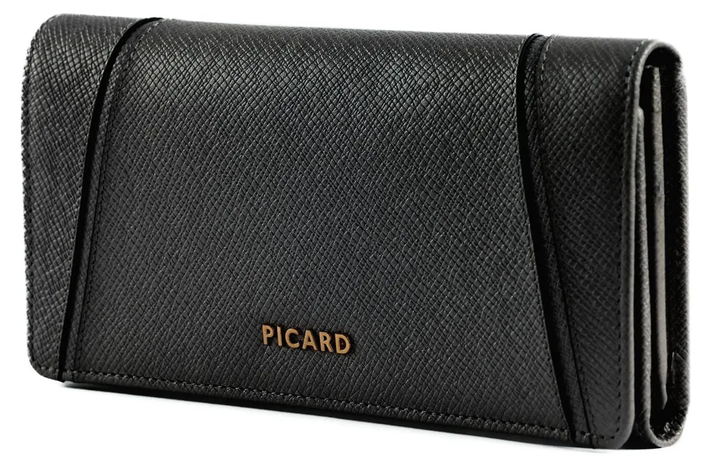 Porte-monnaie en cuir à rabat Picard Chic Way bleu marine finition