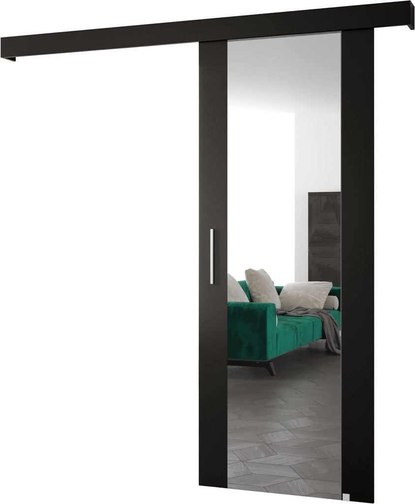 MEBLE KRYSPOL Salwador 2 Schiebetür, 70x204 cm, Schwarz , Schwarz , Silber