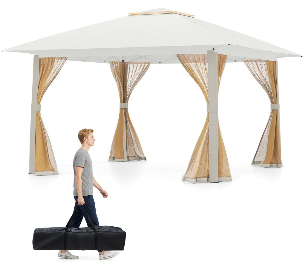 Gazebo COSTWAY 4x4 m, gazebo pieghevole pop-up con 4 Immagine del prodotto 