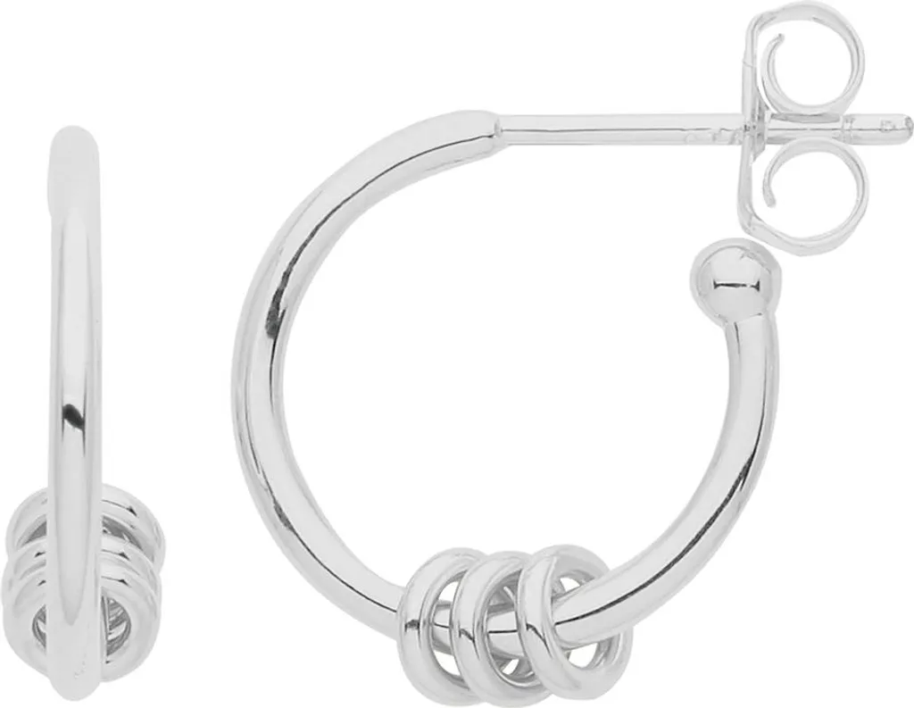 Créoles en Argent 925 et Rhodium pour Femme, Petites Anneaux 15mm
