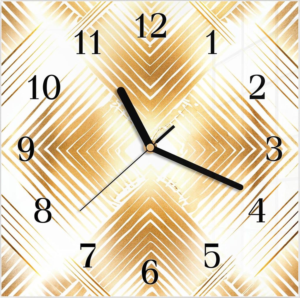 Wanduhr aus Glas mit Motiv Geometrisches Muster- 30 x 30 cm - inkl. Aufhängesystem