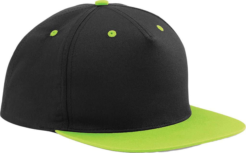 Beechfield - Snapback Mütze 5 Segmente für Herren/Damen Uni BC5264 (Einheitsgröße) (Schwarz/Limone)