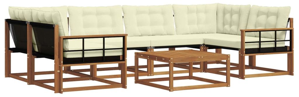 vidaXL Outdoor-Sofagarnitur mit Kissen 7 pcs Natur und Creme