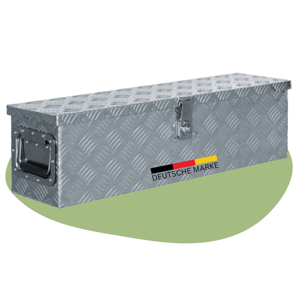 DELUKE Aluminiumbox mit Deckel - Abschließbar | Alubox Deichselbox Alu Anhängerbox Werkzeugkiste Metall Transportbox Metallkiste, 80,5x22x22cm ...
