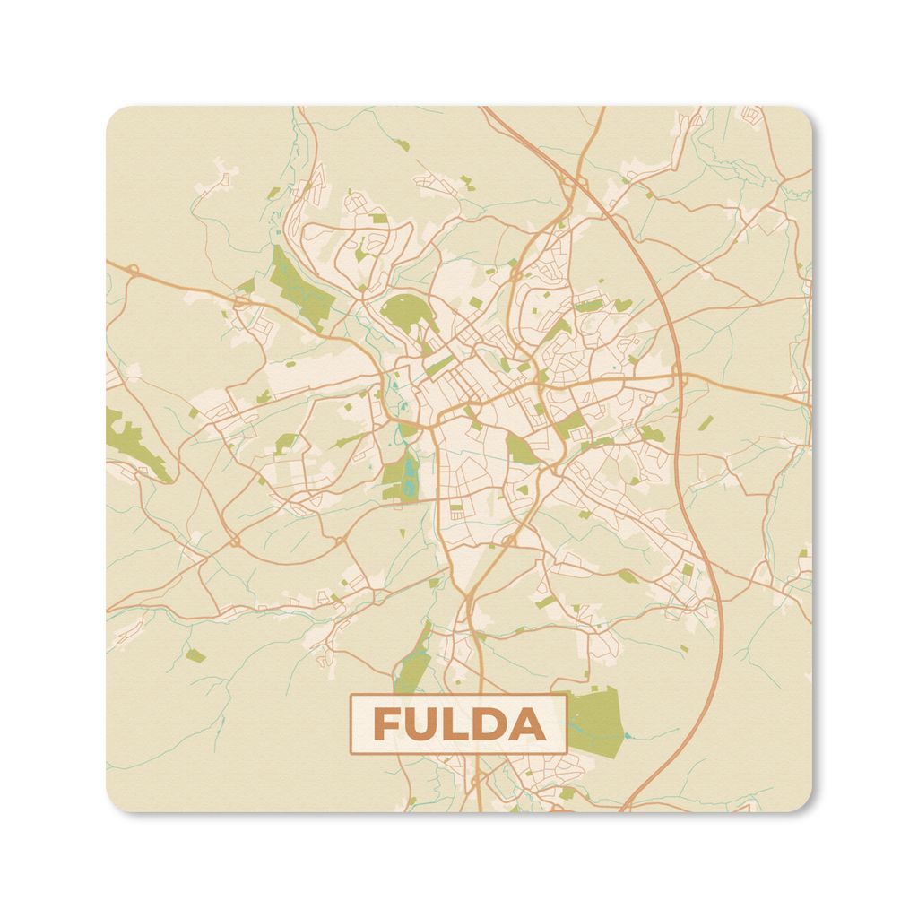 MuchoWow Mauspad Mousepad Karte - Stadtplan - Fulda - Karte - Vintage 30x30 cm - Mousepads - Maus Mat - Pad - Mausunterlage - Gaming