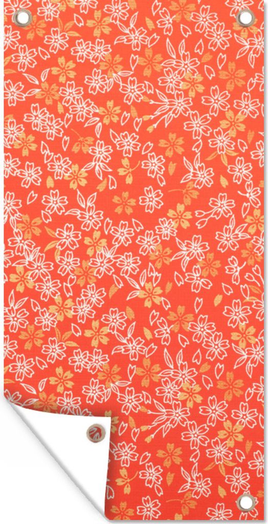 MuchoWow 80x160 cm Outdoor-Poster Gartendeko Sichtschutz Garten Poster für den Garten Ein orange-weißes Blumendesign