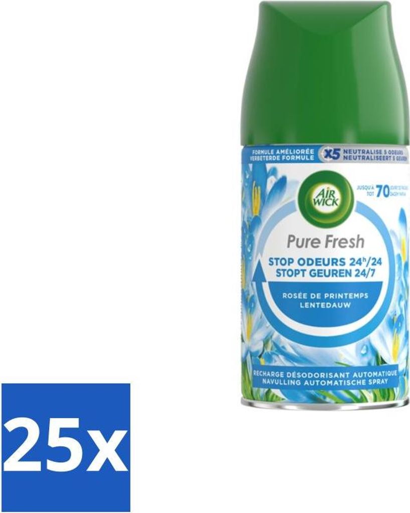Air Wick – Nachfüllpackung – Freshmatic Pure Spring Dew – 250 ml - Vorteilspack - 25 Stücke