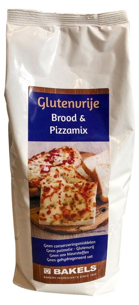 Bakels Brood-Pizzamix Glutenfrei 1000g – Glutenfreie Backmischung für Brot & Pizza