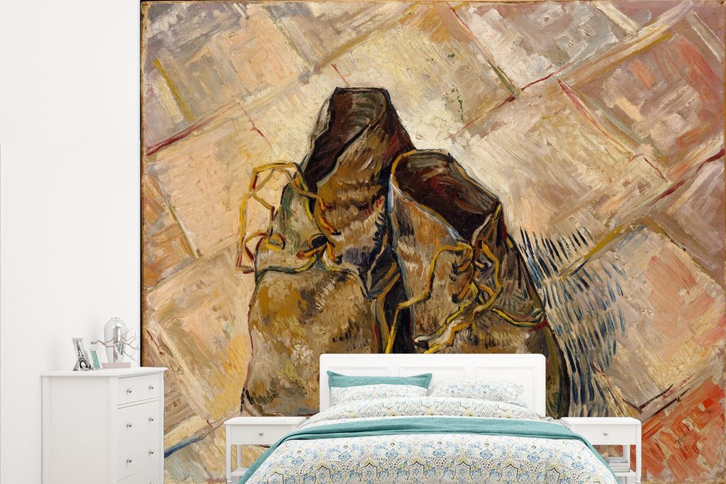 MuchoWow Fototapete für Wohnzimmer oder Schlafzimmer Wandtapete Vinyl Motivtapete Schuhe - Vincent van Gogh - 315x260 cm - Gemustert