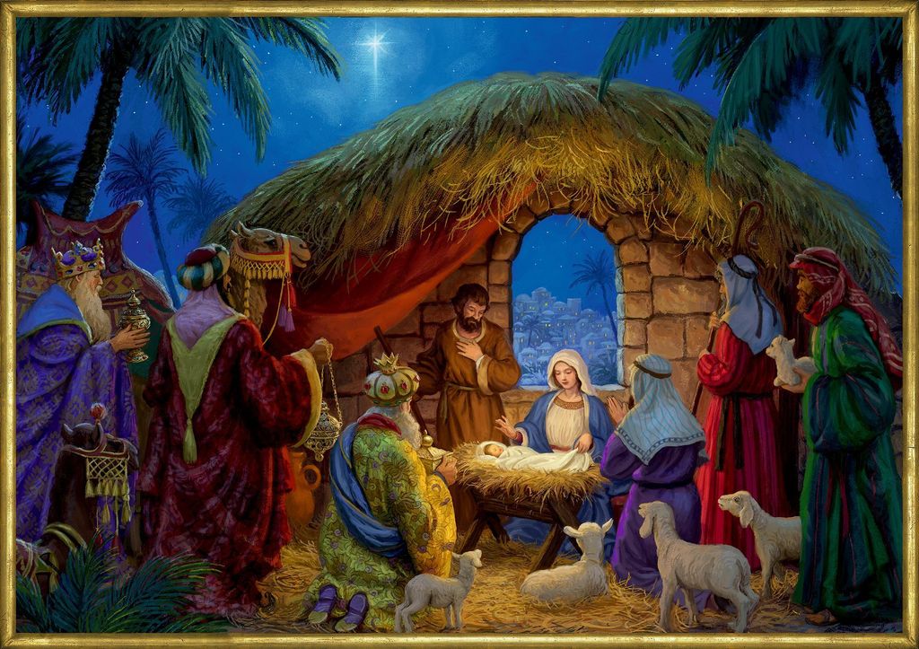 A3-Wandkalender - An der Weihnachtskrippe