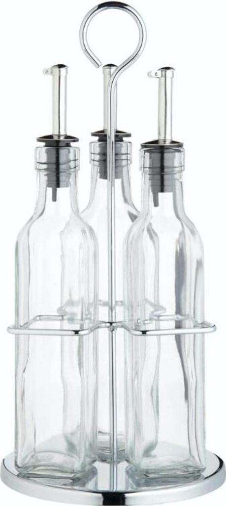 KitchenCraft World of Flavours - Set de Flaschen de Öl und Essig und Halter, Glas / Metall, Set de 4 Stk.