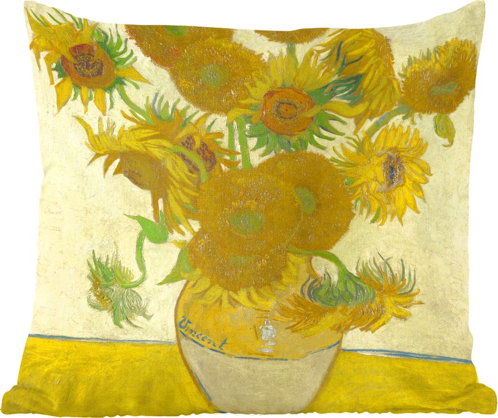 MuchoWow Zierkissen Sofakissen Wohnzimmer Dekokissen 40x40 cm Sonnenblumen - Vincent van Gogh - Foto Kissen - Schlafzimmer Dekoration