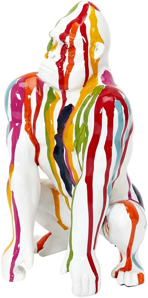 Sculpture de Gorille Décorative Blanche 24cm Effet Rainbow Design - 5