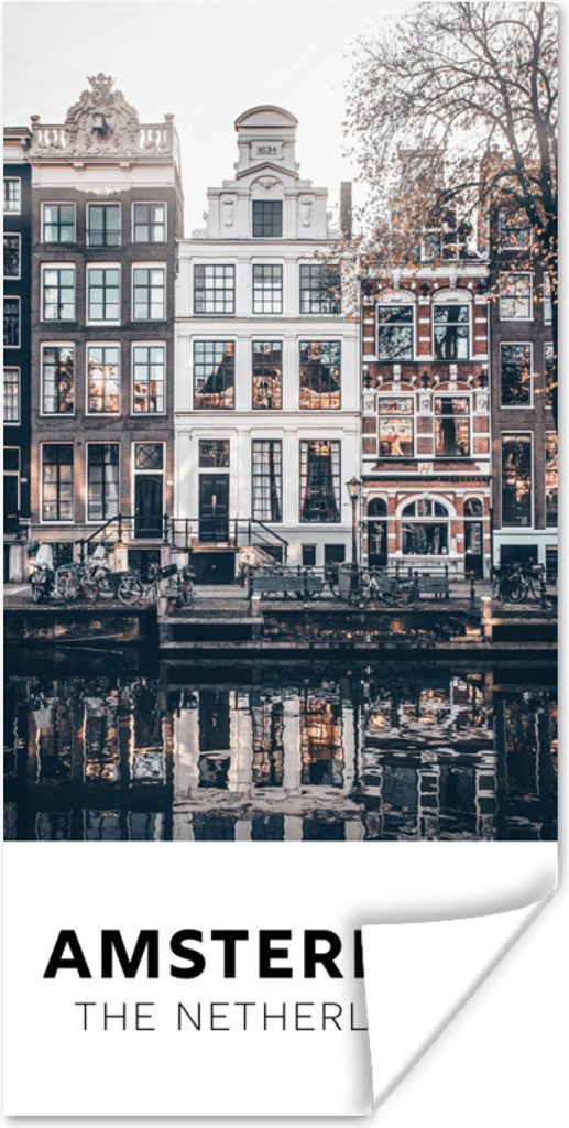 MuchoWow Poster Niederlande - Amsterdam - Haus - Wasser 60x120 cm - Wandschmuck
