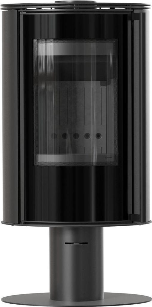 Kaminofen aus Stahl mit Sockel KRATKI ERIK Ø 150 5,5 kW schwarz Verkleidung mit Türfeder