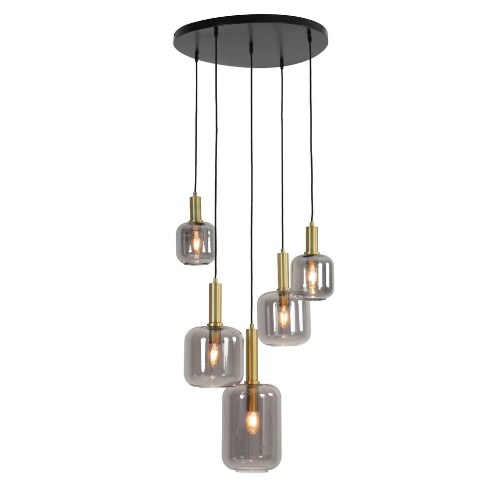 Light & Living - hängeleuchte - Lekar - bronze - glas - designlampe - E27 - 2949084