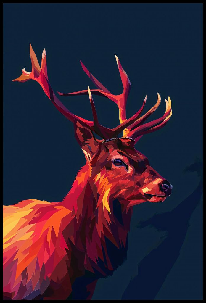Plakat 68x101cm Hirsch in der Geometrie