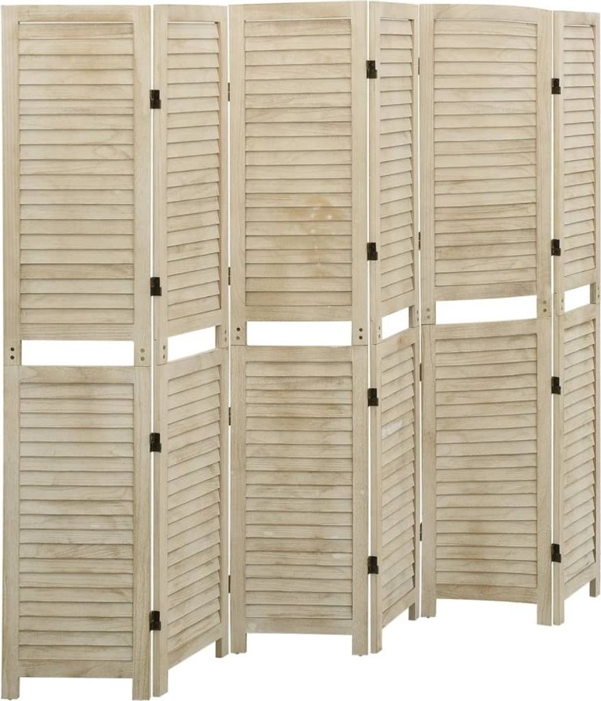 The Living Store 6-tlg. Raumteiler 210x165 cm Massivholz Paulownia