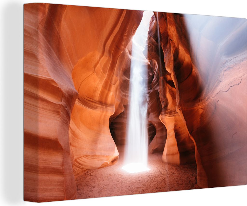 OneMillionCanvasses - Leinwandbilder - 140x90 cm, Sonnenstrahl auf dem Sand des Antelope Canyon, Wandbilder Kunstdruck Wanddekoration - Foto auf ...