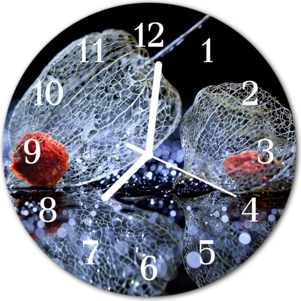 Glasuhr Wanduhr Küchenuhr Echt-Glas 30fi cm Kunst blau