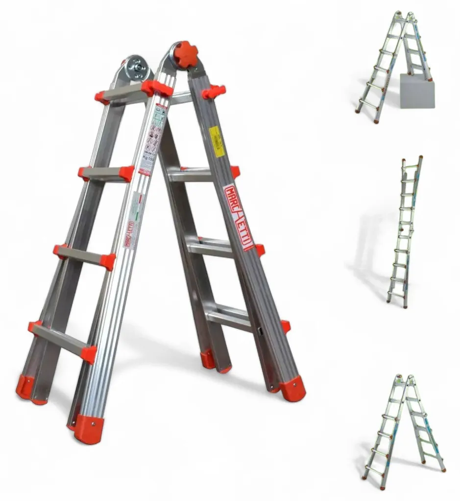 Échelle transformable 4+5 marches, structure aluminium légère pliable