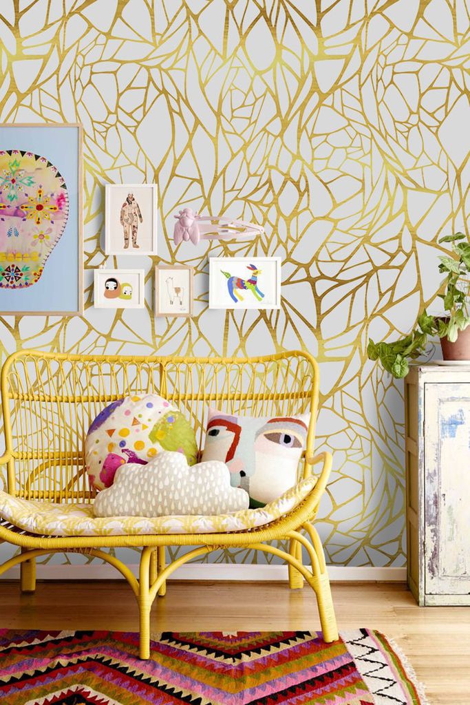 Coloray Fototapete 250x250 cm Latextapete Magicstick - Abstrakte goldene Verzierung GoldenLarge