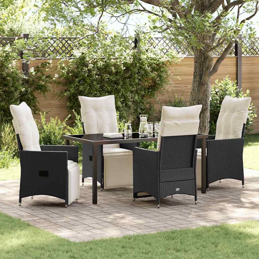 Maison Exclusive - Garten Essgruppe mit Kissen 5 pcs Schwarz Poly-Rattan