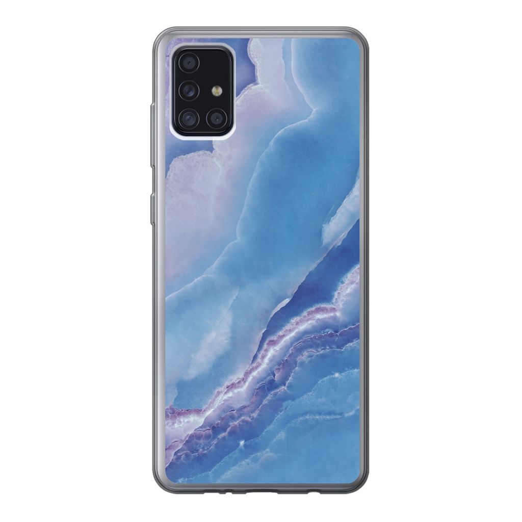 MuchoWow Handyhülle Schutzhülle Hülle für Samsung Galaxy A52 5G Natursteine - Lila - Mineralien Silikon Softcase Handy Hülle - Umschlag