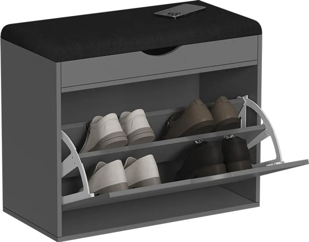 Banc à chaussures 2 compartiments Vicco Schufy Anthracite 60x51cm
