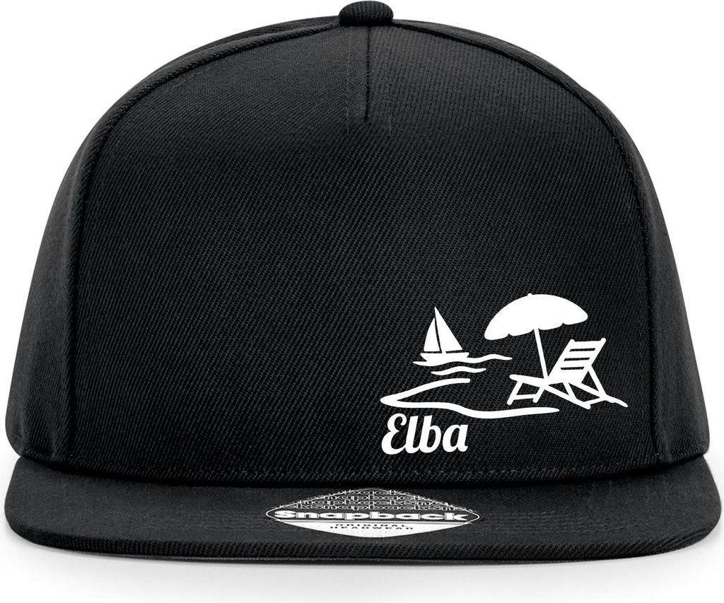 Huuraa Cappy Mütze Elba Inselmotiv Italien Black Polyester Snapback Kappe Geschenkidee