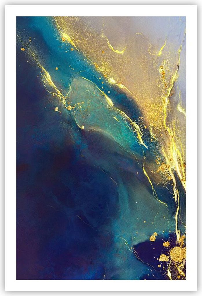 Poster - Poster ohne Rahmen - Gold Granate Abstraktion - 61x91,5 cm - Wand Bild - Wanddeko - Wandbilder - Kunstposter - Wandposter - Bilder - Kunst...