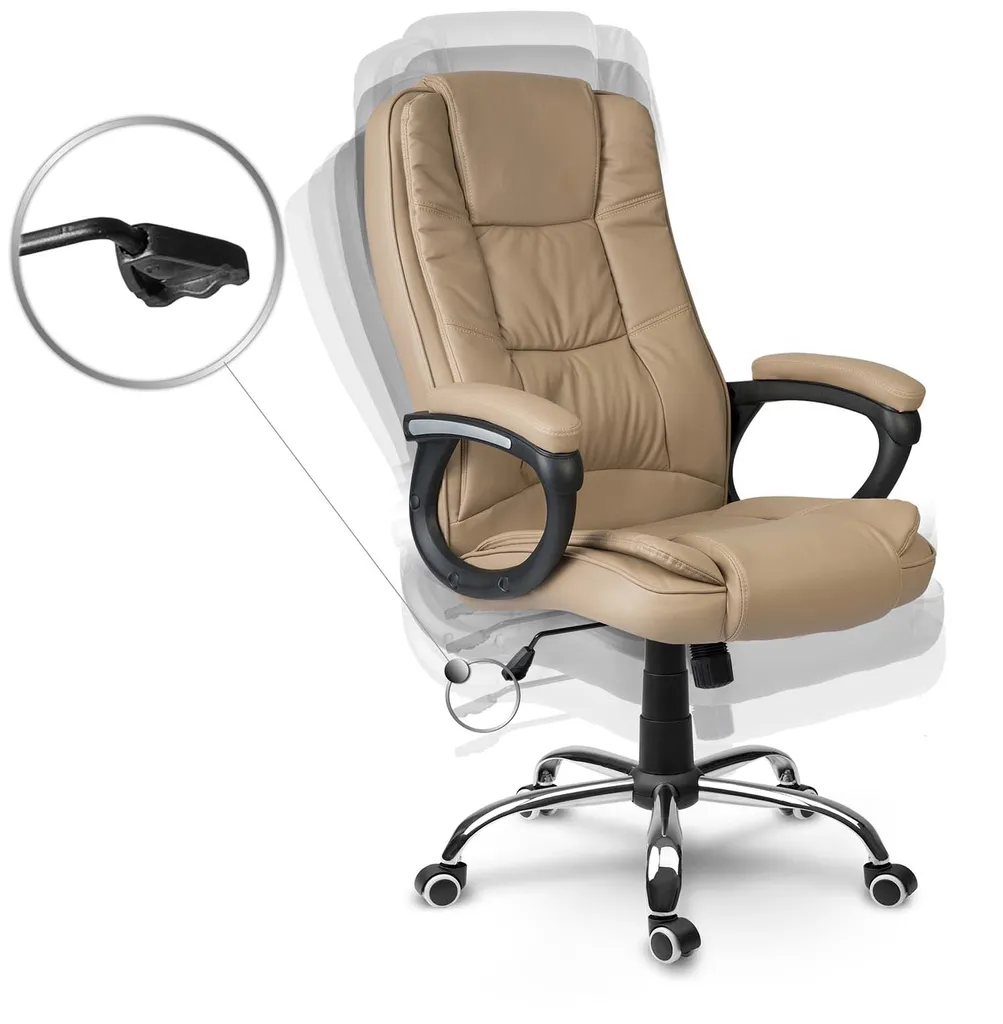 Fauteuil Porto Beige Pivotant - Chaise Bureau Design Confortable avec Mousse - 7