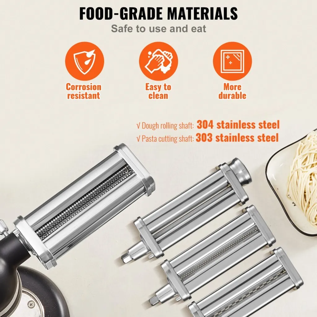 Machine à pâtes en inox 3 pièces avec rouleaux réglables et brosse incluse - 5