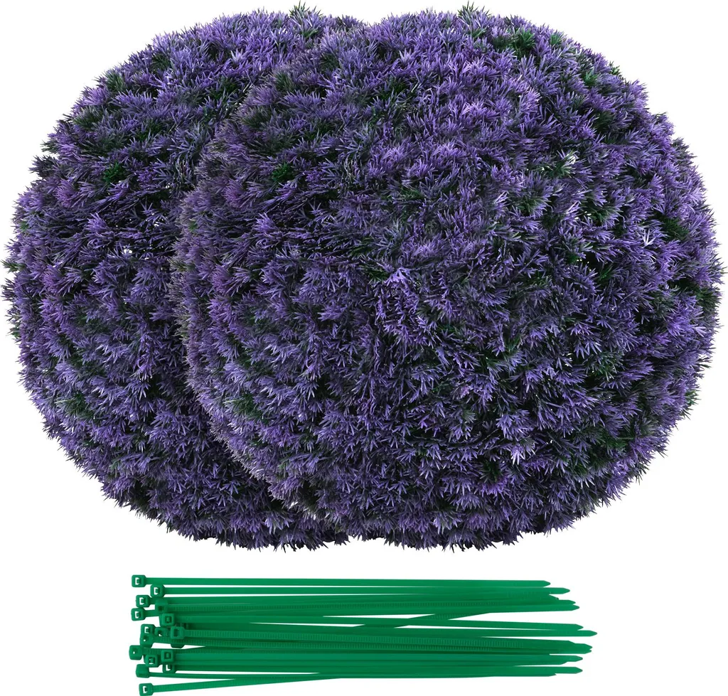 Set 2 Palle Lavanda Artificiale 38cm COSTWAY - Arredo Giardino e Interni