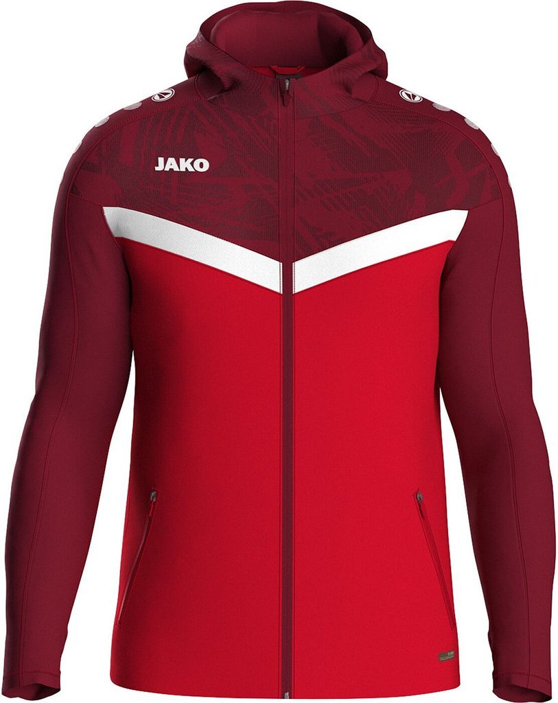 JAKO Unisex Kapuzenjacke Iconic, Farbe:rot/weinrot, Größe:4XL