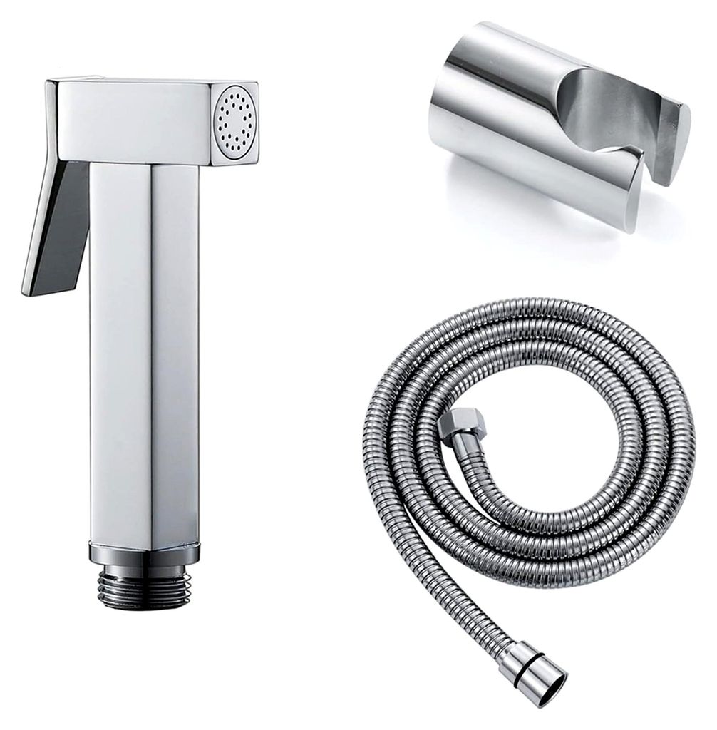 Handsprüher, quadratischer Stoffwindelsprüher, Messingsprüher for Toilette mit Wasserdruckkontrolle, Handsprüher for Toilettengarnitur, Mattsch...