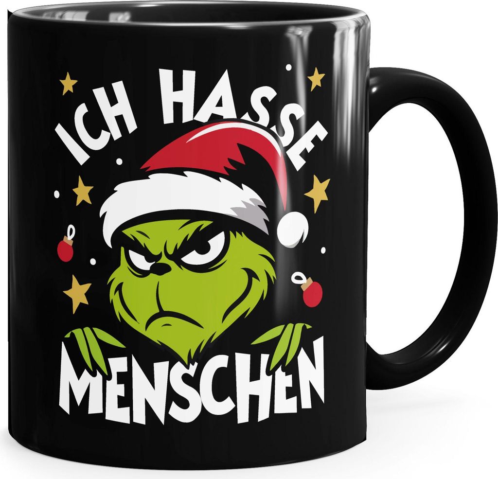 Tasse Weihnachten Grinch Spruch Lustig keine Menschen Produktbild 