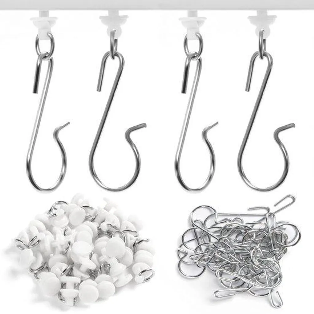 Lot de 60 sangles pour rideaux de douche blanc - 30 attaches et 30 supports
