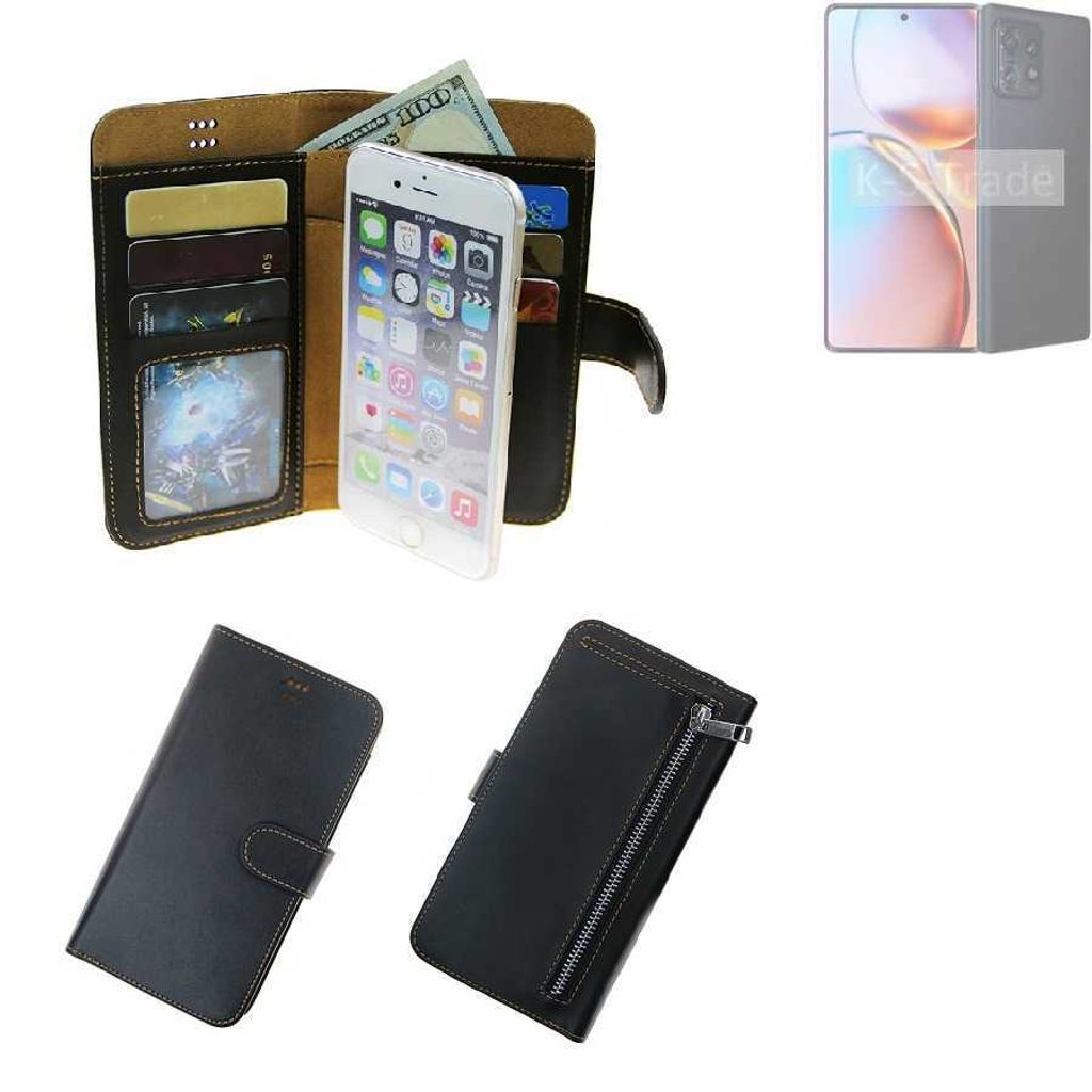 K-S-Trade Schutz Hülle kompatibel mit Motorola Edge 2023 Klapphülle Case Phone cover Slim Handytasche Handy Hülle schwarz aus Kunstleder (1 Stk)