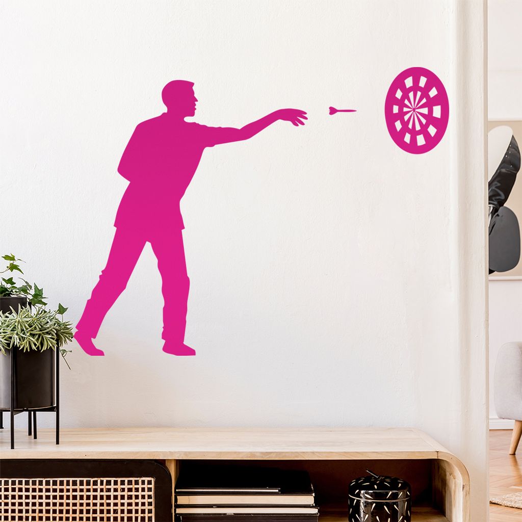 Darts Bullseye Spieler Figur Wandtattoo Wandaufkleber Wall Sticker - Dekoration, Küche, Wohnzimmer, Schlafzimmer, Badezimmer