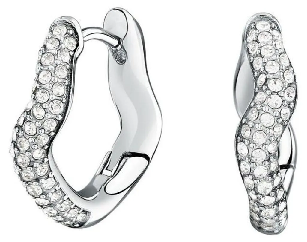 Boucles d'oreilles acier inoxydable ondulées cristaux Design SAYP10