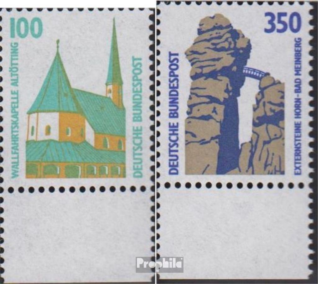 Briefmarken BRD (BR.Deutschland) 1989 Mi 1406A-1407A Unterrandstück (kompl.Ausg.) postfrisch Sehenswürdigkeiten