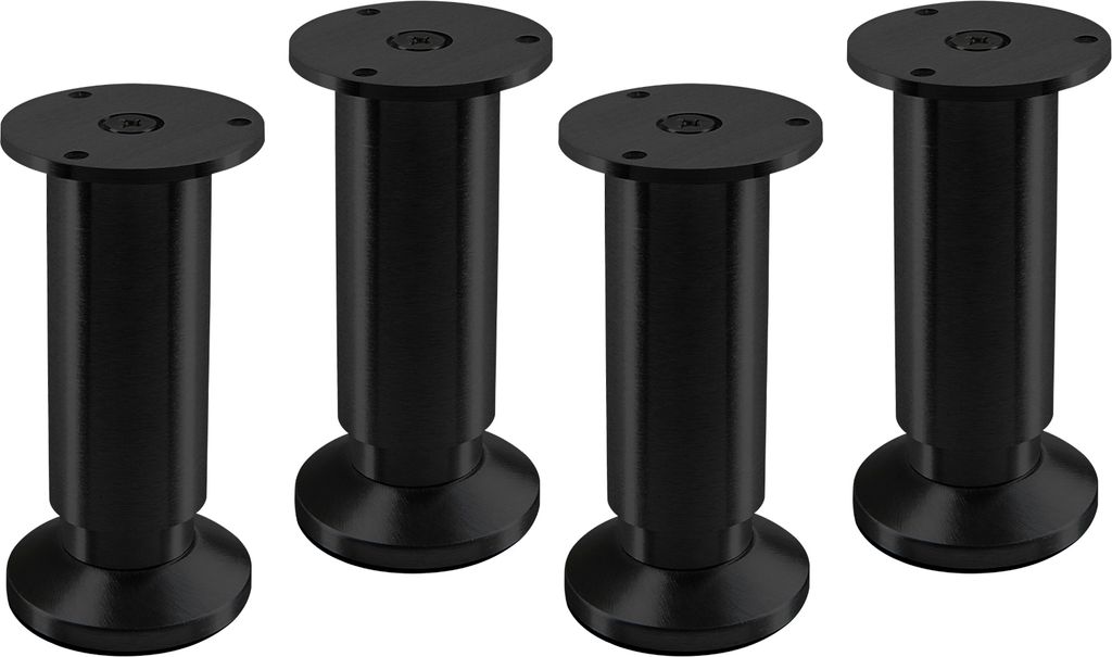 4 Stück Möbelfuß Alpha 120 mm Schwarz eloxiert Produktbild 