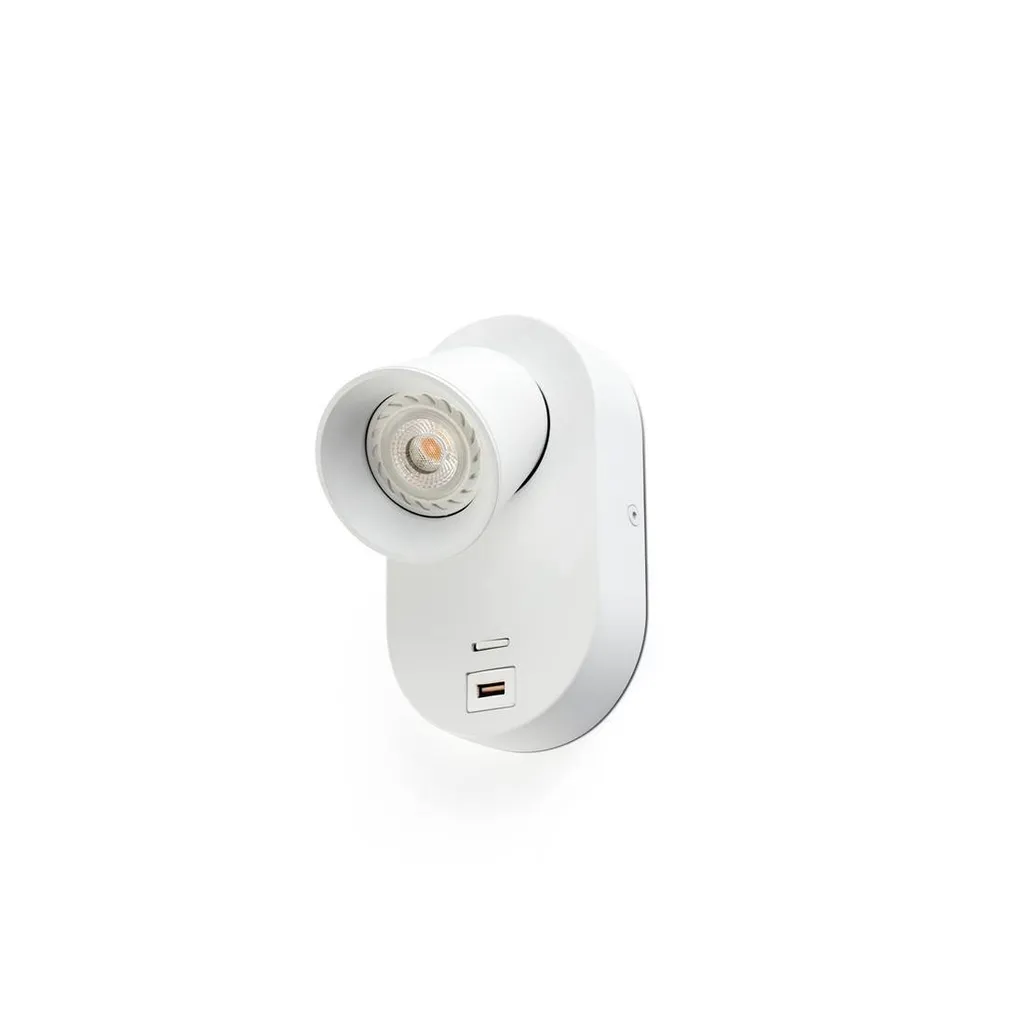 Applique GU10 blanche CORB 40135 liseuse avec chargeur USB intelligent